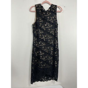 Womans Belle Badgley Mischka Sleevless Pullover Knee Length Dress 14 Black